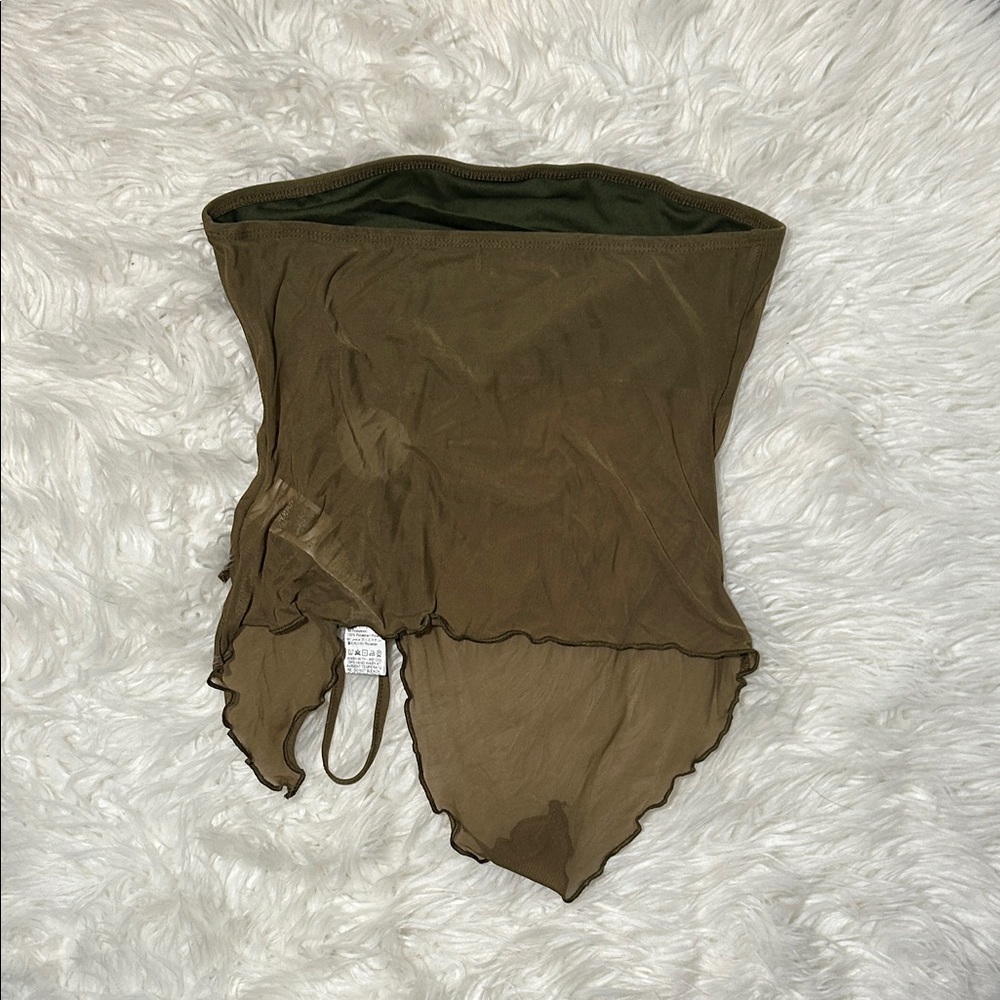 NWOT SHEIN Olive Green Strapless Top - Picture 4 of 6